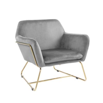 Keira Velvet Accent Chair With Metal Base