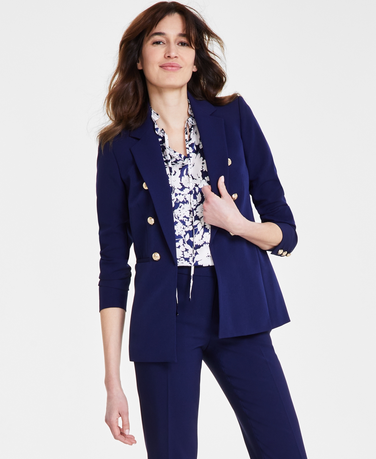 Shop Anne Klein Women's Faux Double-breasted Jacket In Distant Mo