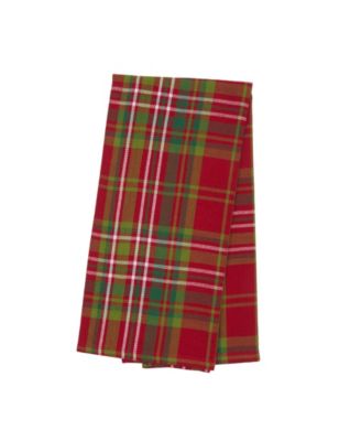 27' X 18" Jonah Plaid Woven Cotton Kitchen Dish Towel Red White and Green Plaid