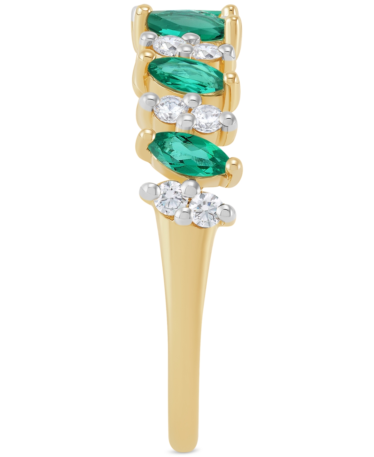 Lab-Grown(3/8 ct. t.w.) & Lab-Grown White Sapphire (1/3 ct. t.w.) Marquise Ring in 14k Gold-Plated Sterling Silver (Also in Lab-Grown Ruby &