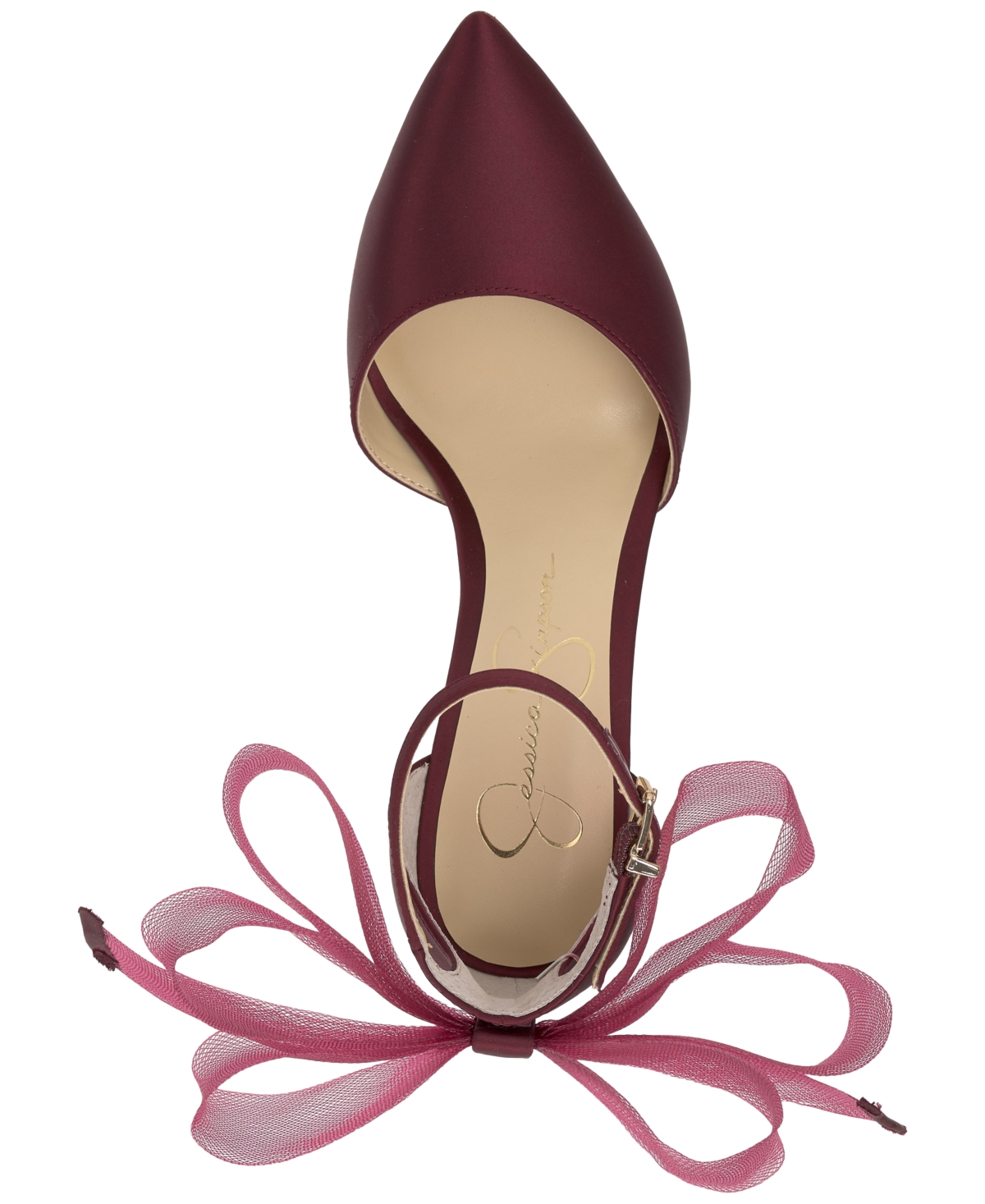 Shop Jessica Simpson Women's Phindies Bow Ankle-strap Pumps In Berrilicious Satin