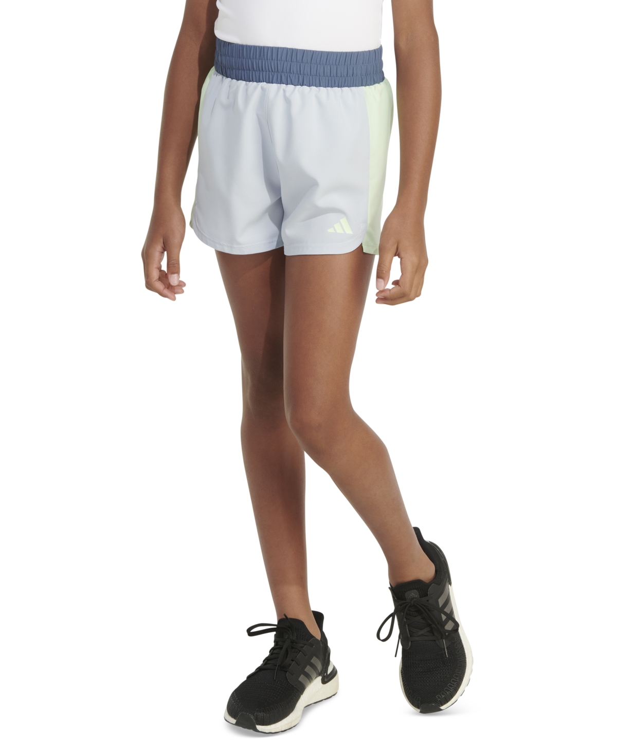Adidas Originals Kids' Big Girls Aeroready Colorblocked Woven Pacer Shorts In Halo Blue