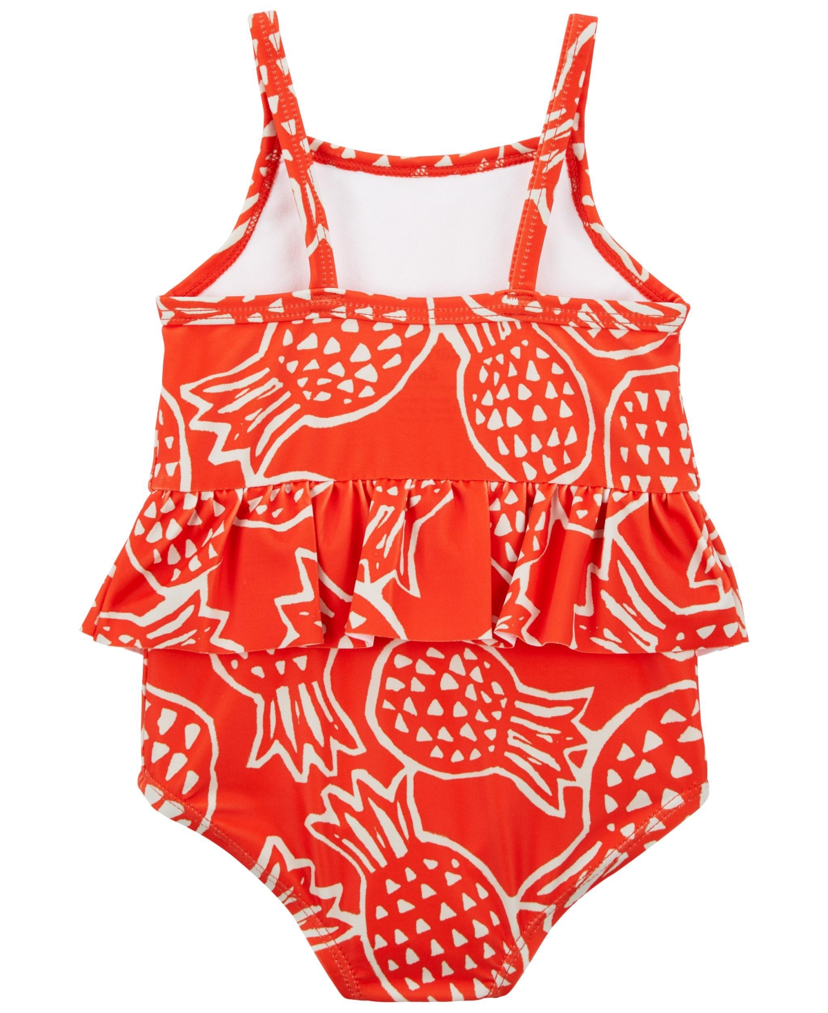 Shop Carter's Baby Pineapple Print Ruffled Swimsuit In Orange