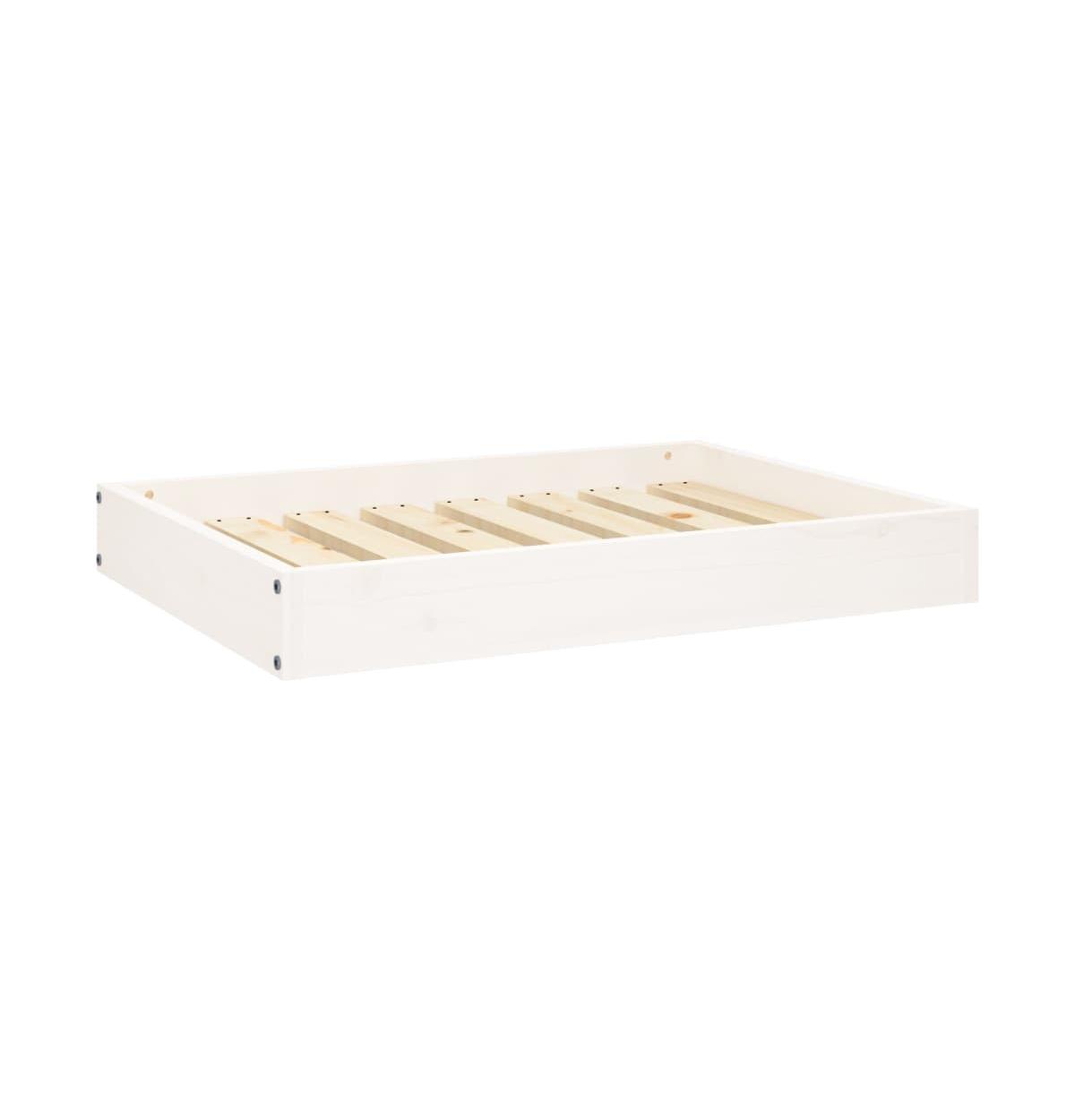 Dog Bed White 28.1"x21.3"x3.5" Solid Wood Pine - White