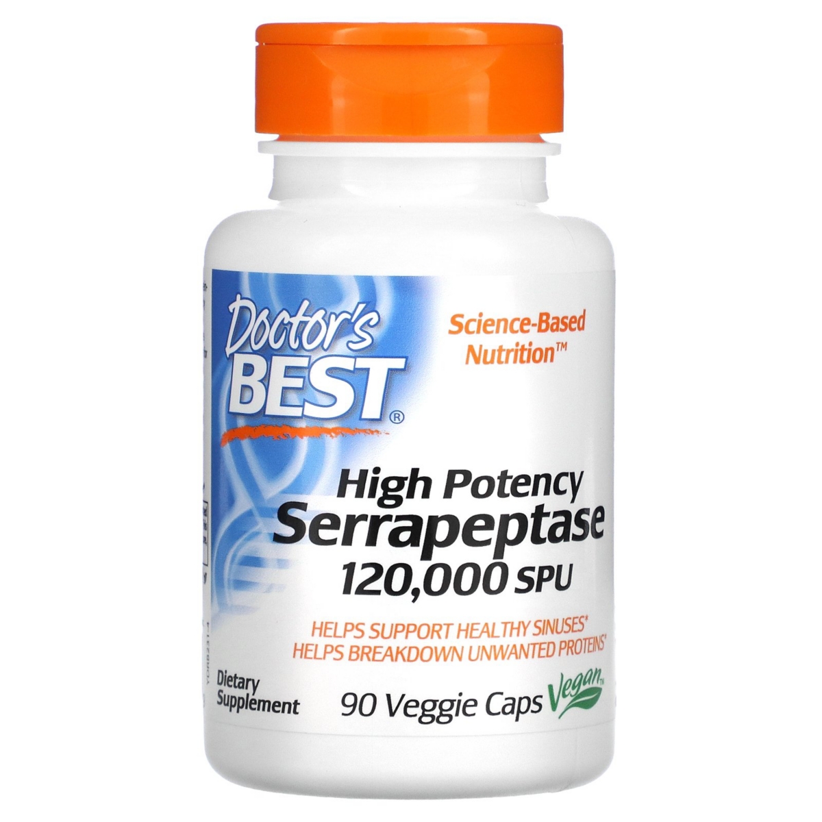 High Potency Serrapeptase 120 000 Spu - 90 Veggie Caps - Assorted Pre-Pack