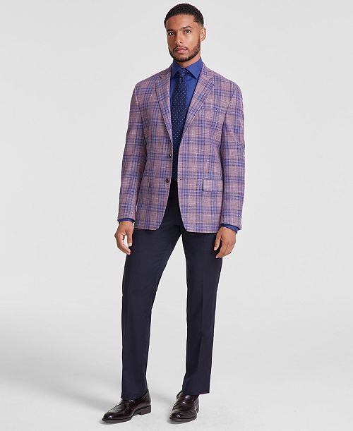alfani Michael Kors Men's Classic-Fit Mauve Window Sport Coat Men's Fashion & Accessories
