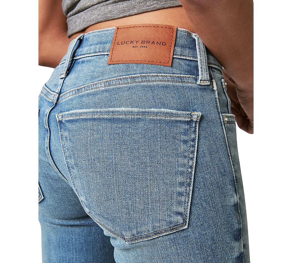 Lucky Brand Women's Ava Mid-Rise Ripped Skinny Jeans view 3 — MAYCSS fashion products