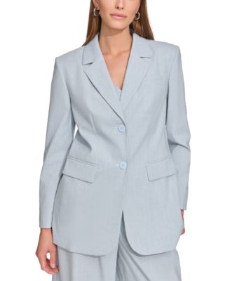 DKNY Petite Notched-Lapel Mini-Striped Blazer Macy's