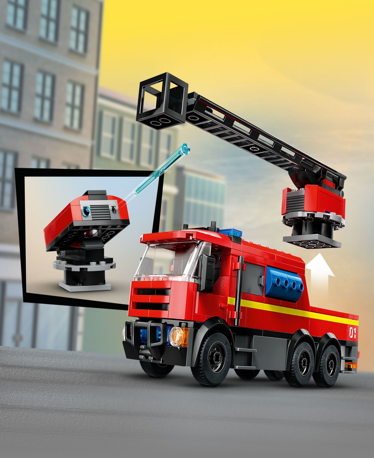 Shop Lego City Fire Station With Fire Truck Pretend Play Toy 60414, 843 Pieces In Multicolor