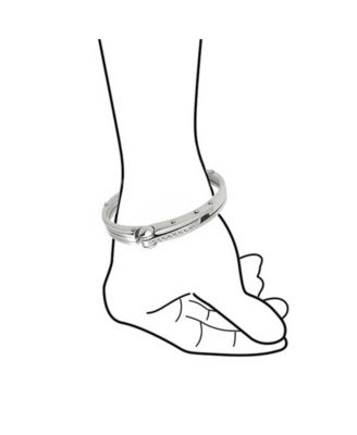 Biker Handcuff Bracelet Bangle Cubic Zirconia Accent Stainless Steel