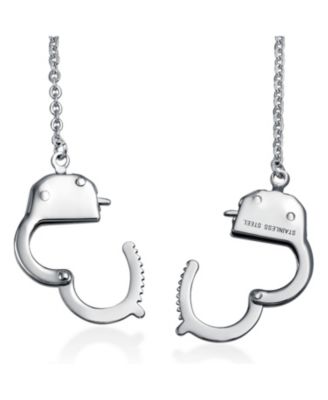 Biker Jewelry Large Handcuff Statement Necklace Stainless Steel Pendant 22 Inch