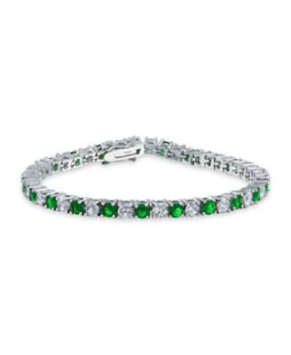 Alternating Round CZ 12CT 4 Prong Basket Set Tennis Bracelet Rhodium Plated 7.5 Inch