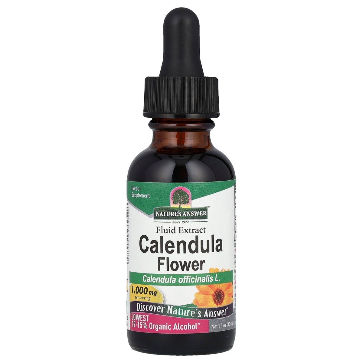 Calendula Flower Fluid Extract Lowest Alcohol 1 000 mg - 1 fl oz (30 ml) - Assorted Pre-Pack