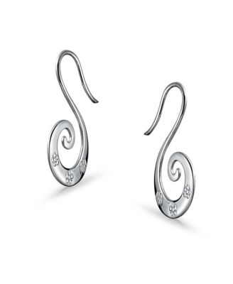 Artisan Tribal Flower Blossom Swirl Wire Spiral Pull Through Hoop Threader Earrings Sterling Silver
