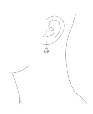 Simple Plain Puffed Teardrop Pear Shaped Rain Drop Earrings Fishhook Threader Polish Sterling Silver 1.2 Inch