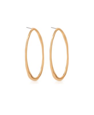 Hammered 18K Gold-Plated Large Oval Earrings