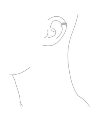 Simple Two Tone Cubic Zirconia Pave Blue CZ One or Two Row Band Ear Cuffs Wrap Cartilage Earrings .925 Sterling Silver