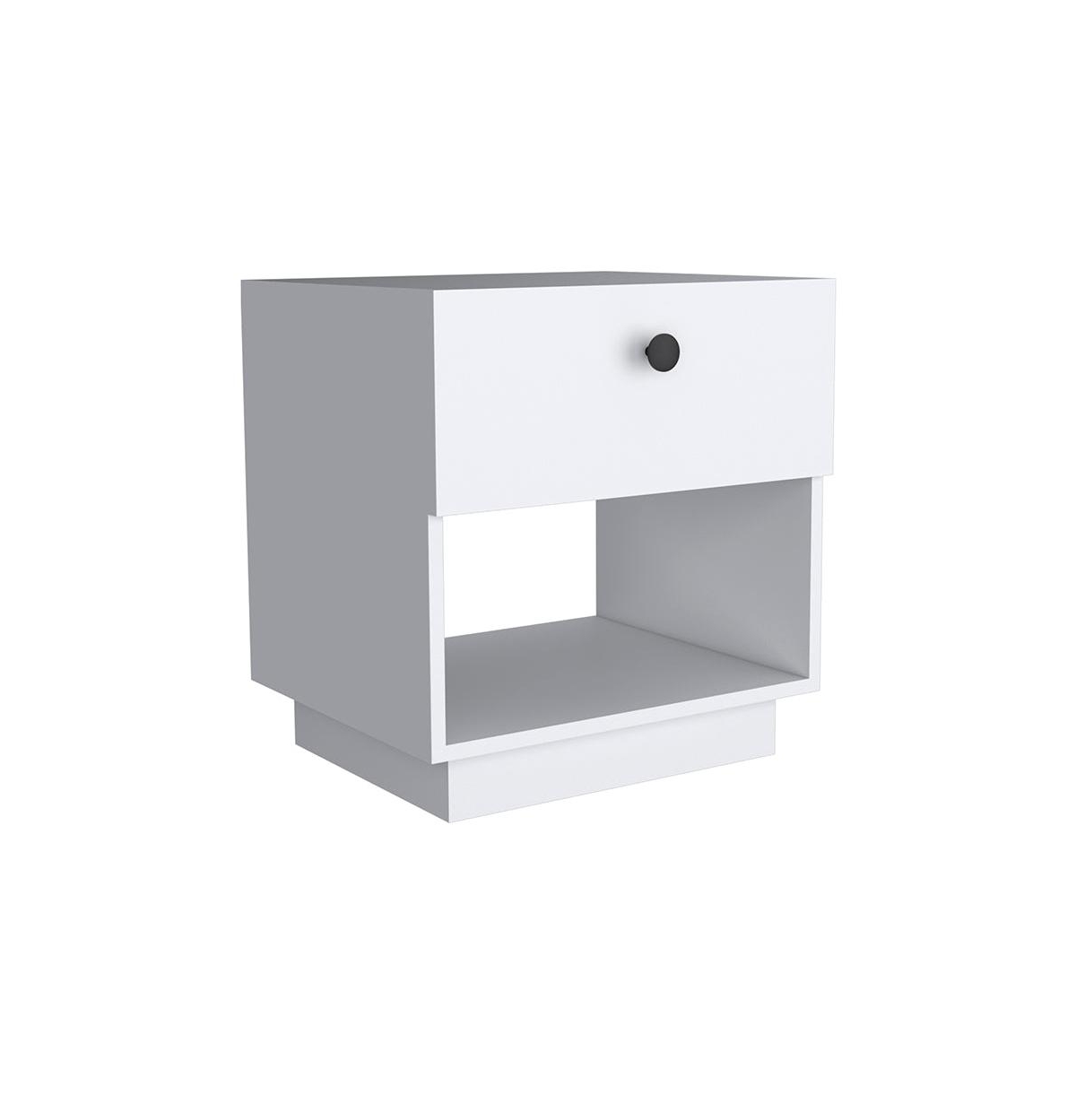 Depot E-shop Macon Single Drawer Nightstand with Open Storage Shelf - White