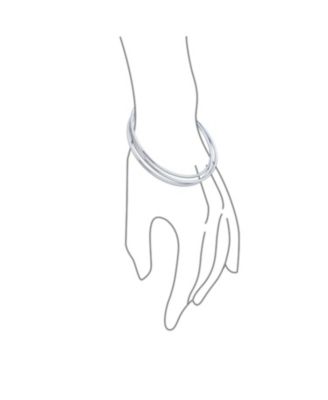 Set Of 3 Solid 2MM Small Wrist Round Stackable Smooth Multi Bangle Bracelet Sterling Silver