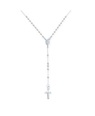 Catholic Prayer Round Ball Beads Jesus Crucifix Virgin Mary Rosary Y Necklace Unisex For Men For Women Sterling Silver