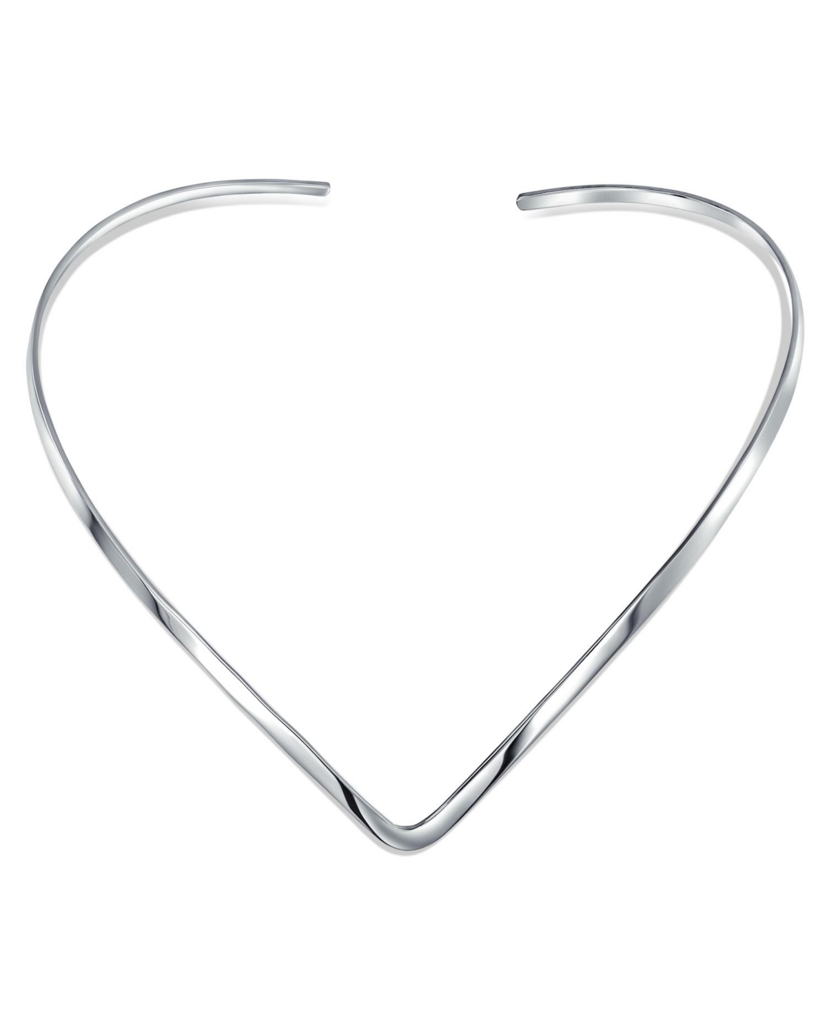 Basic Simple Slider Choker V Shape Collar Statement Necklace For Women .925 Silver Sterling Add Your Pendant 3MM - Silver