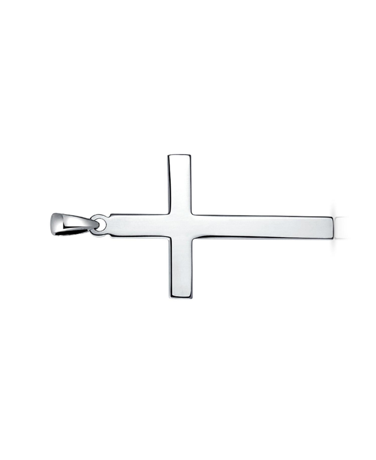 Bling Jewelry Large Plain Simple Basic Religious Cross Pendant Necklace For Women Solid Sterling- Silver