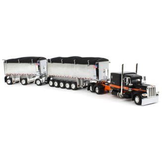 1/64 Black/Orange/Chrome Peterbilt 389 w/ Chrome East Genesis II End ...