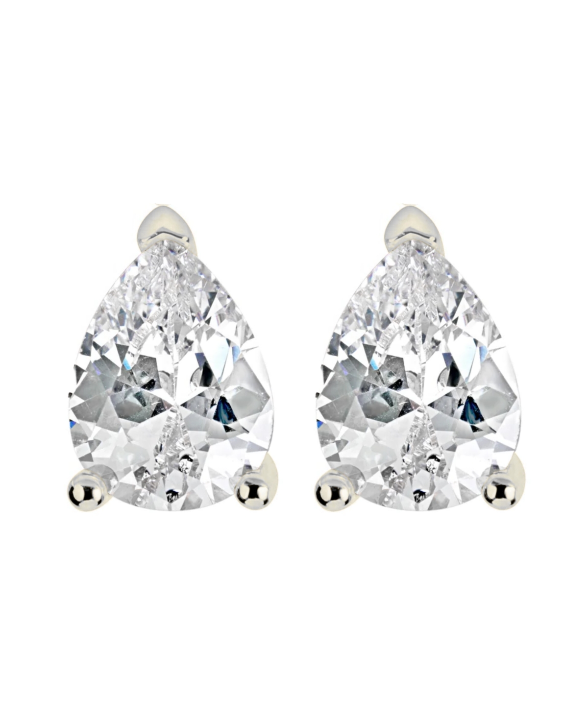 Suzy Levian Sterling Silver Cubic Zirconia Pear-Cut Classic Stud Earrings - Gold