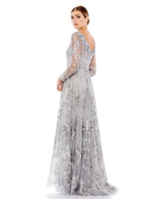 ■Mac Duggal■装飾付 イリュージョン ミディ ドレス Mac Duggal Floral Embroidered Illusion Gown | Saks Fifth Avenue