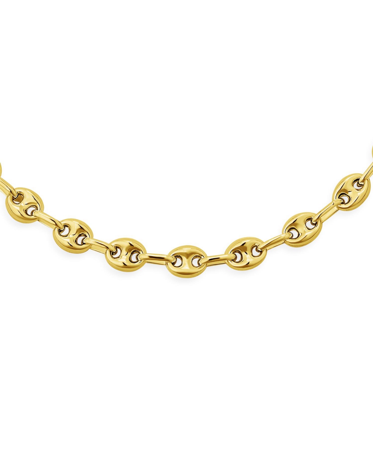 Bling Jewelry Yellow 14K Gold Overlay .925 Sterling Silver Nautical Anchor Link Puff Mariner Chain Necklace For Women Men 6MM Wide - Gold-tone