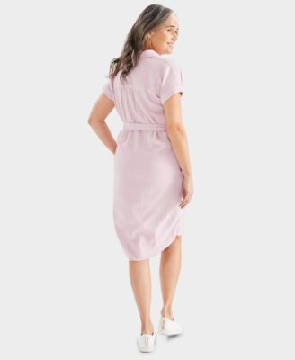 Women's Cotton Gauze Short-Sleeve Shirt Dress