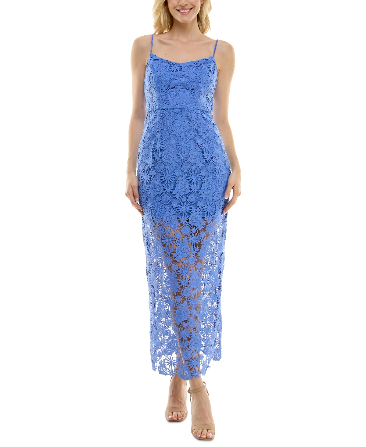 Shop Taylor Women's Lace Tie-back Gown In Periwinkle