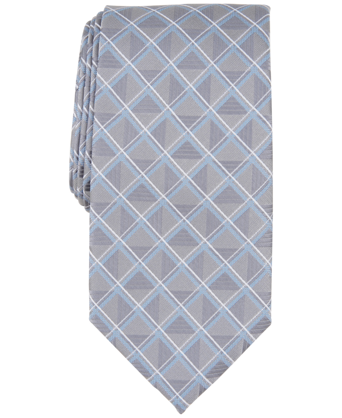 Shop Perry Ellis Men's Karmen Grid Tie In Silver