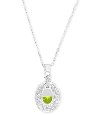 Amethyst (1-1/20 ct. t.w.) & Lab-Grown White Sapphire (1/2 ct. t.w.) Oval Halo Birthstone Pendant Necklace in Sterling Silver, 16" + 2" extender