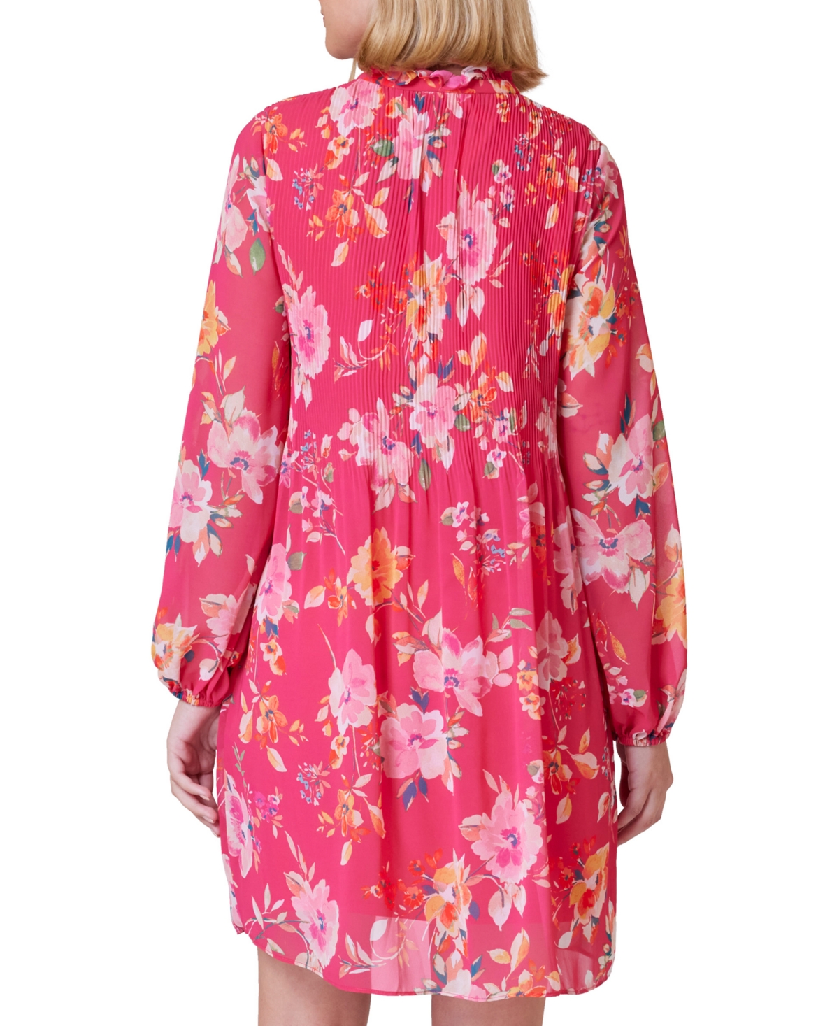 Shop Jessica Howard Women's Printed Pleated Chiffon Dress In Magenta Co