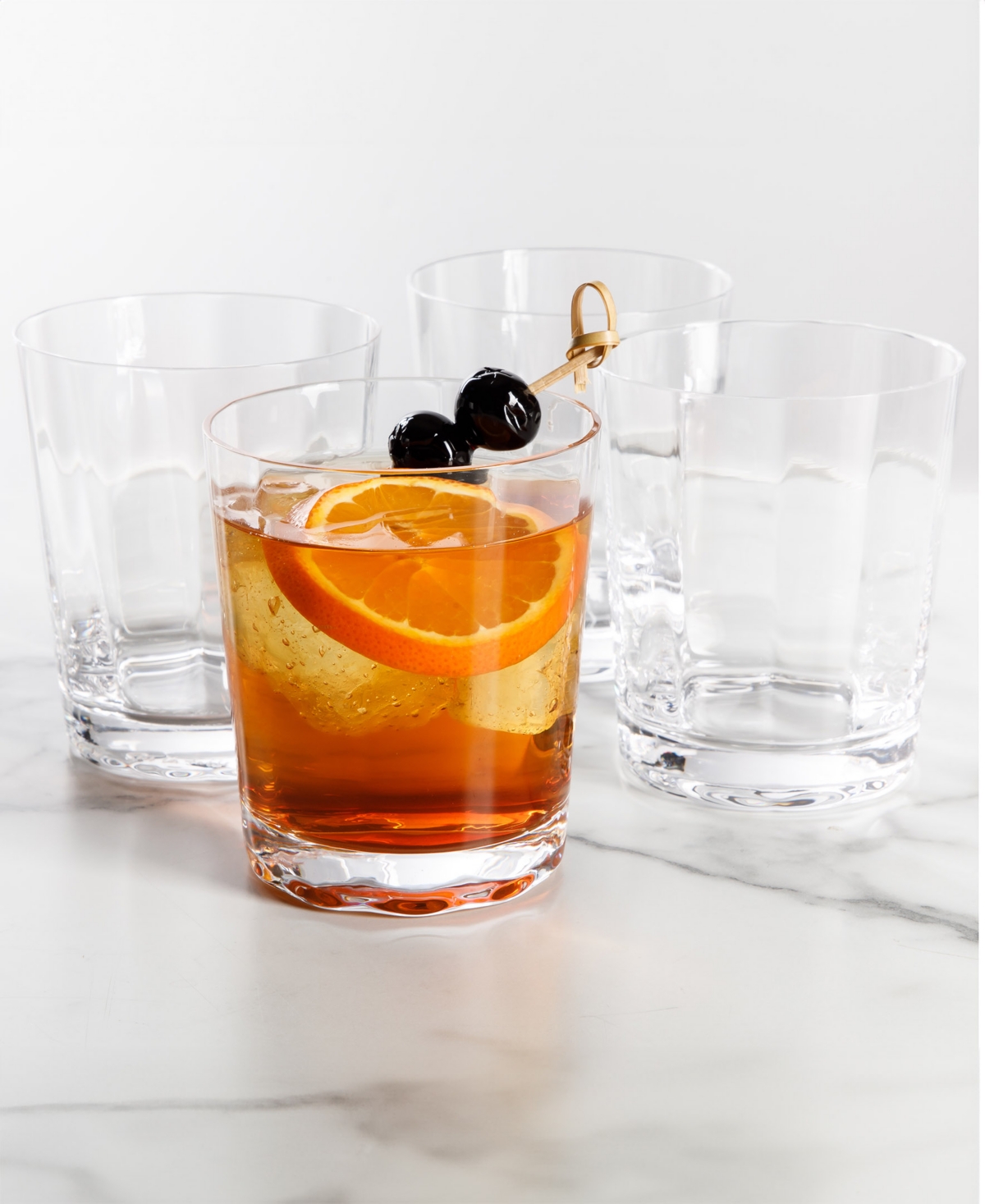 Sur La Table Cambron Optic Double Old-fashioned Glasses, Set Of 4 In Clear