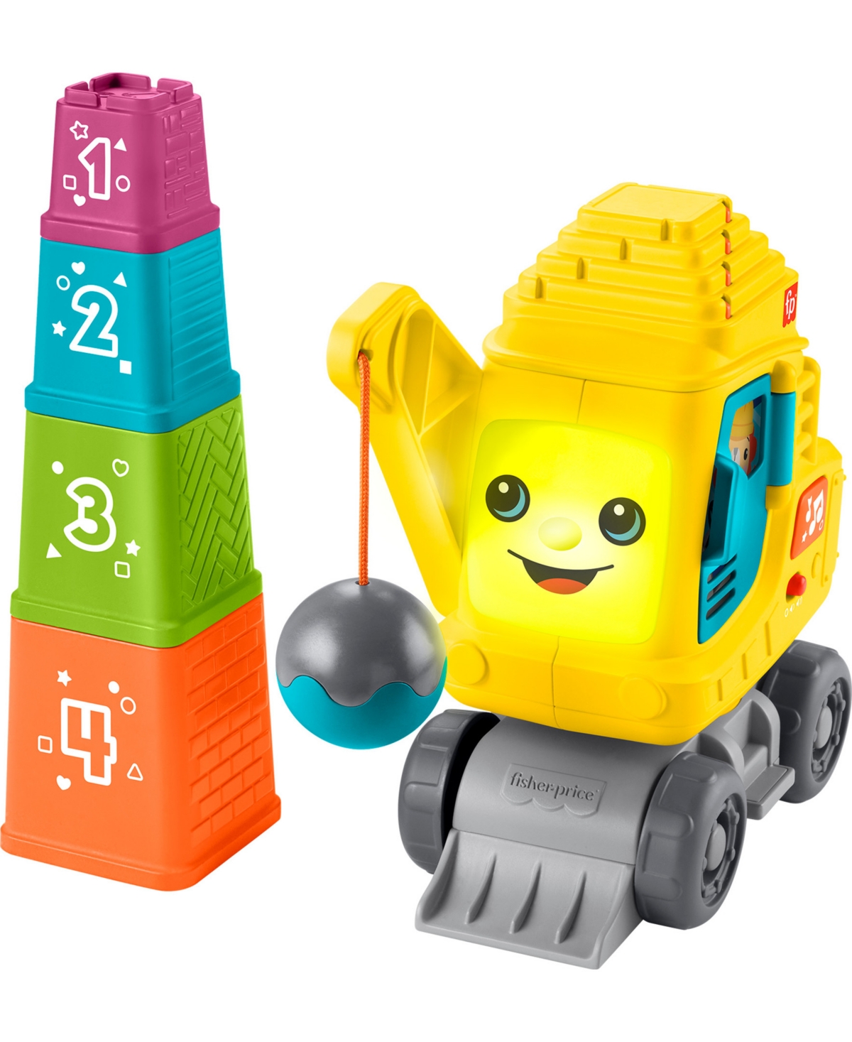 Fisher Price Kids' Count And Stack Crane Baby And Toddler Learning Toy With Blocks, Lights And Sounds In Multi-color