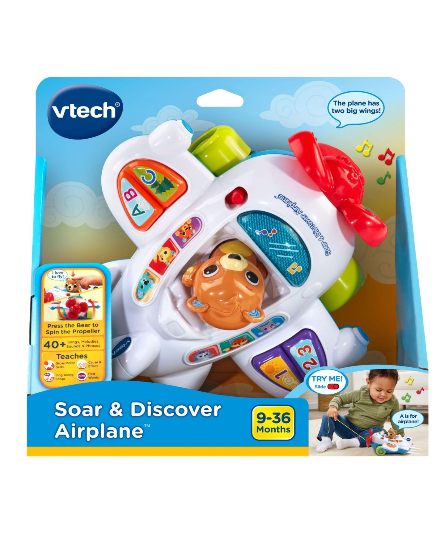 Детская игрушка VTech Soar & Discover Airplane™ Battery-Operated Push-Pull Airplane — фото 2