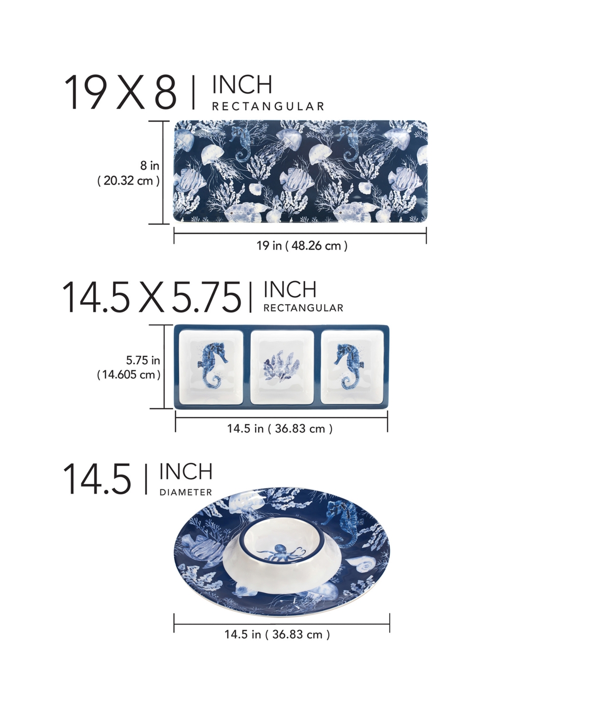 Certified International Sea Life 3 Pc Hostess Set, Service For 3