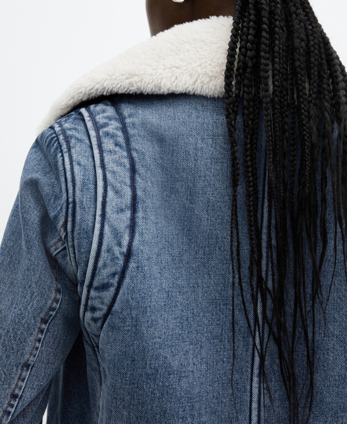 Shop Mango Women's Shearling Denim Jacket In Dark Blue