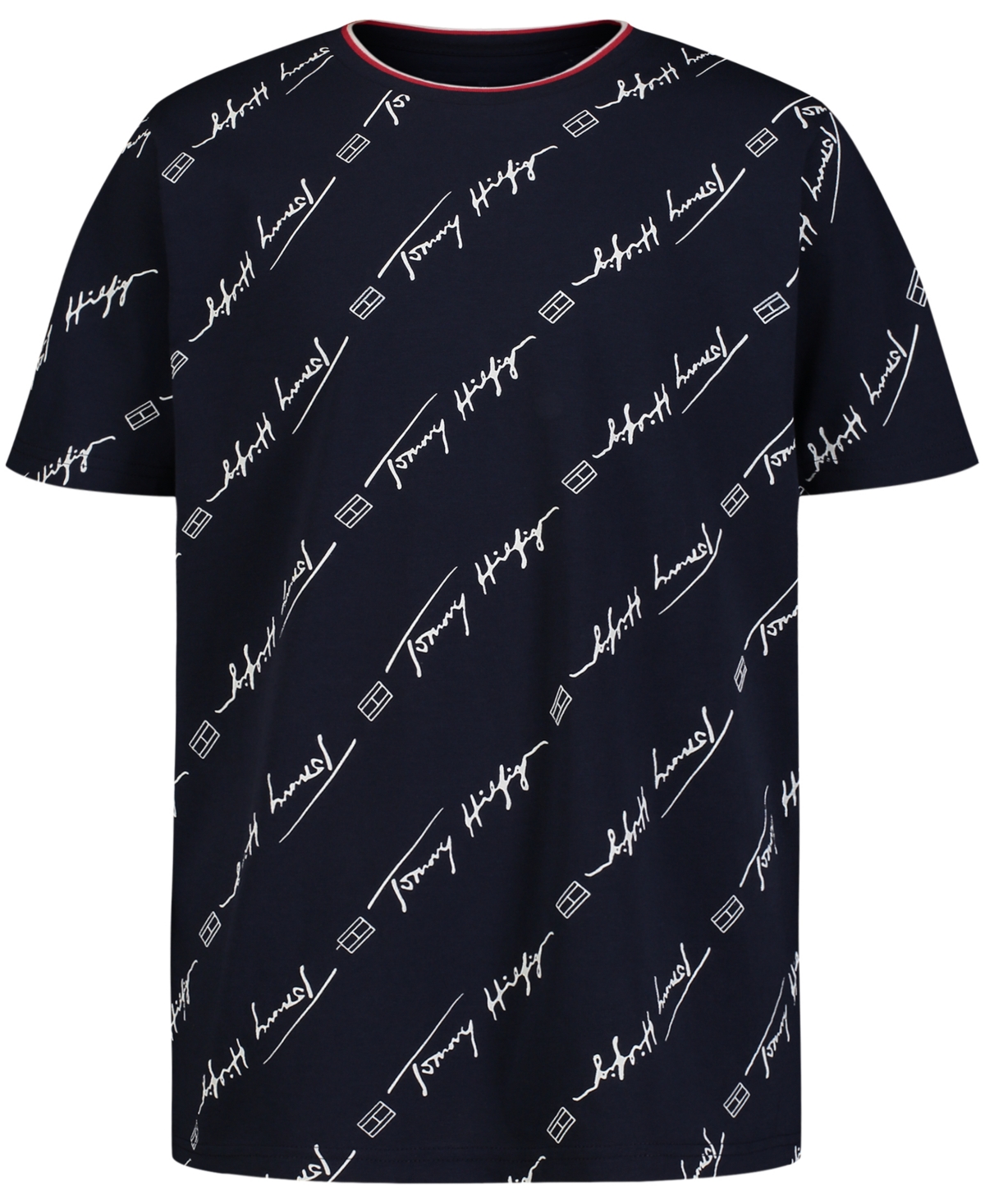 Tommy Hilfiger Kids' Little Boys Script Ringer Short Sleeve T-shirt In Navy Blazer