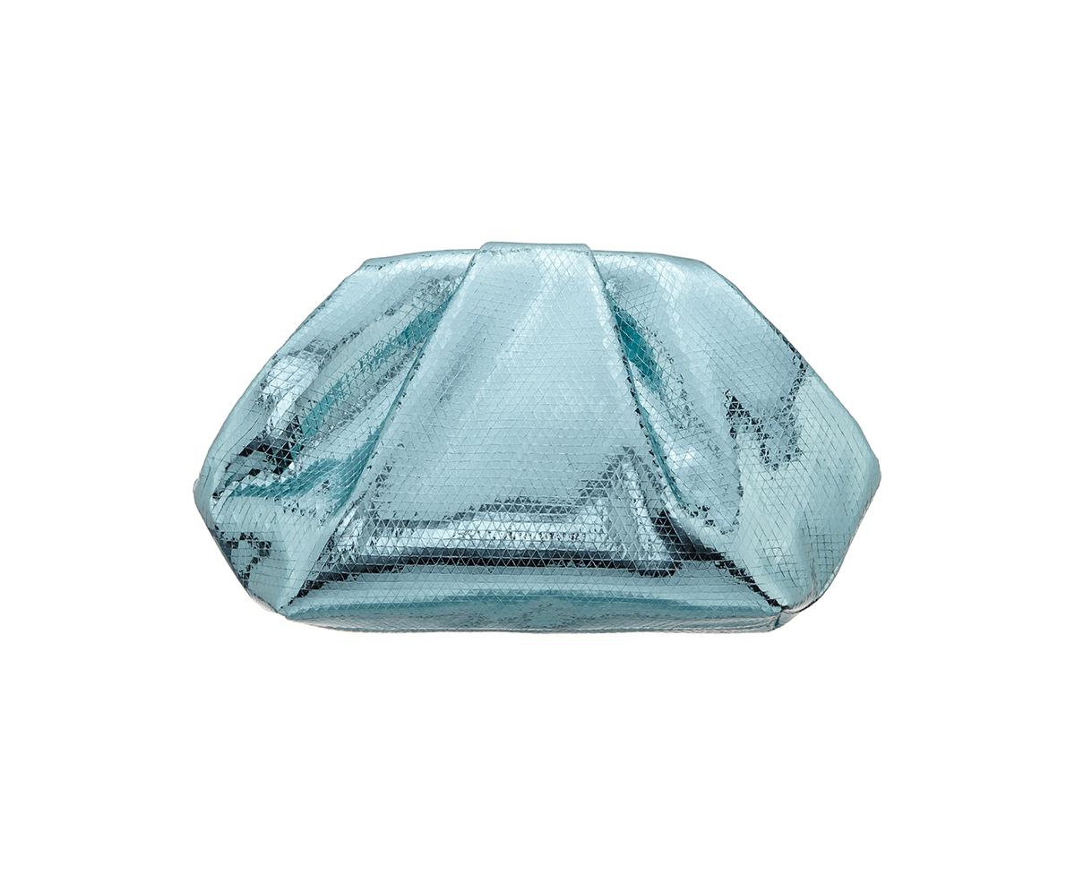 Shop Nina Metallic Pleated Frame Clutch Handbag In Sea Green