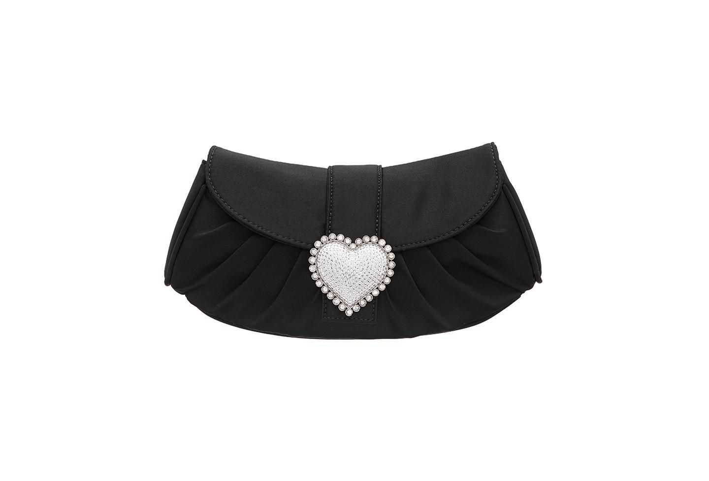 Женский клатч Nina Crystal Heart Adorned Clutch Handbag, цвет: Чёрный — фото 1