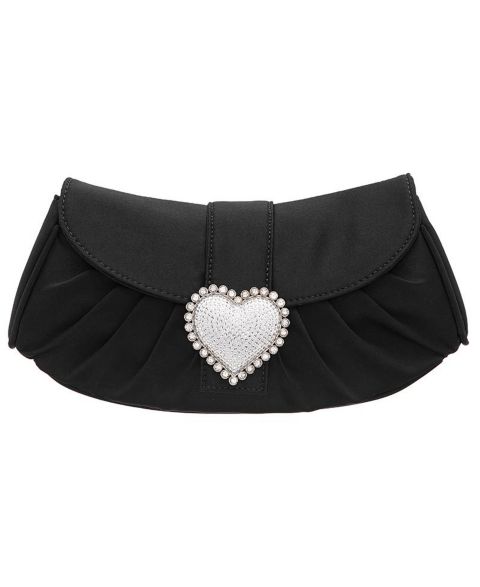 Женский клатч Nina Crystal Heart Adorned Clutch Handbag, цвет: Чёрный
