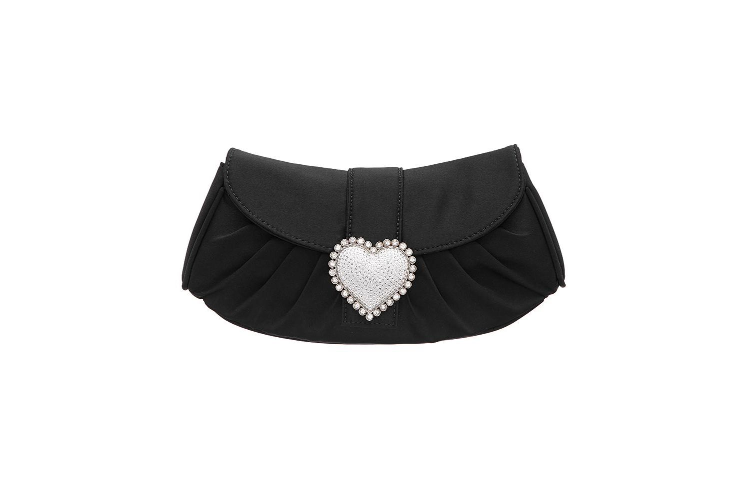 Crystal Heart Adorned Clutch Handbag