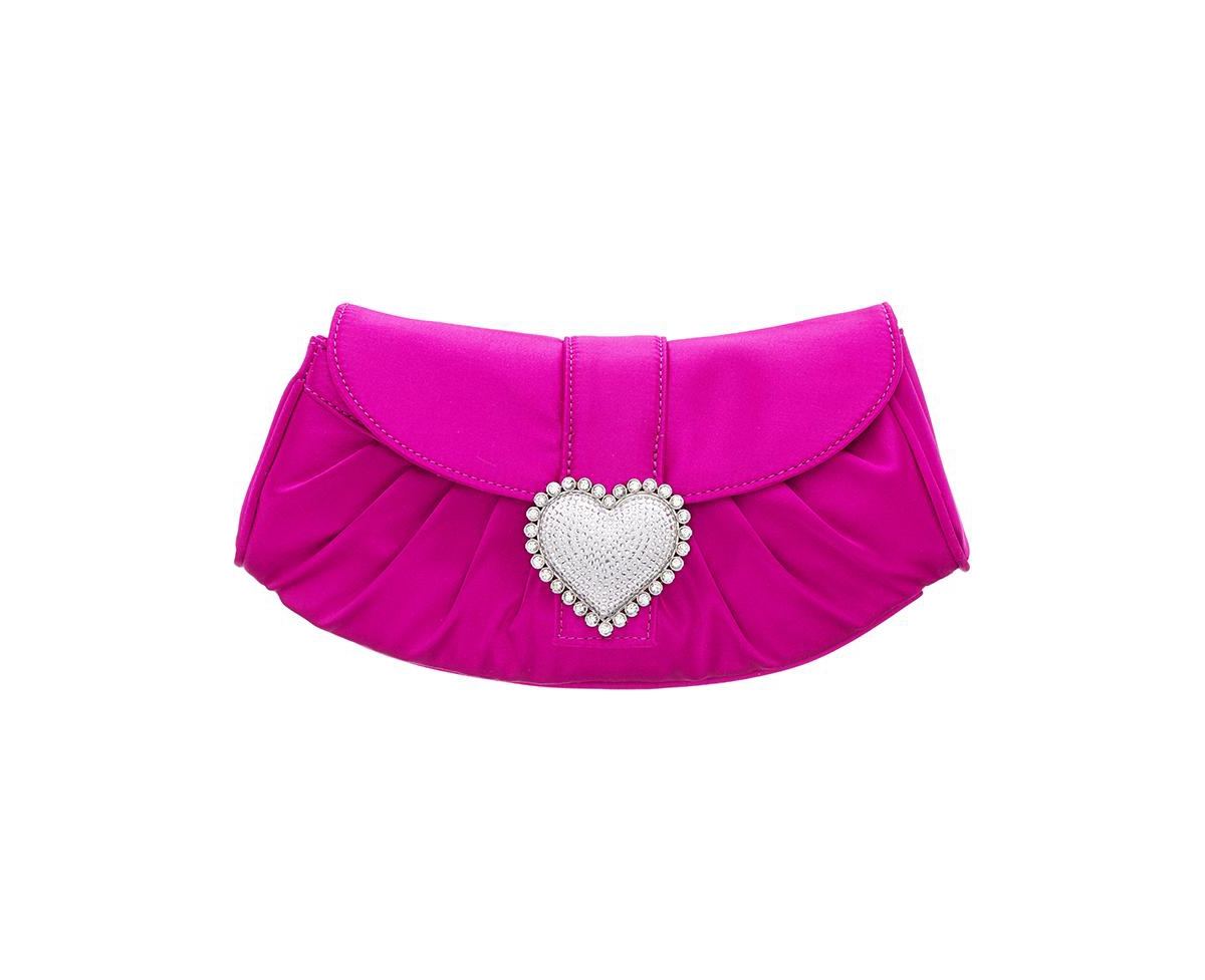 Shop Nina Crystal Heart Adorned Clutch Handbag In Parfait Pink