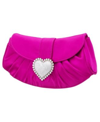 Crystal Heart Adorned Clutch Handbag
