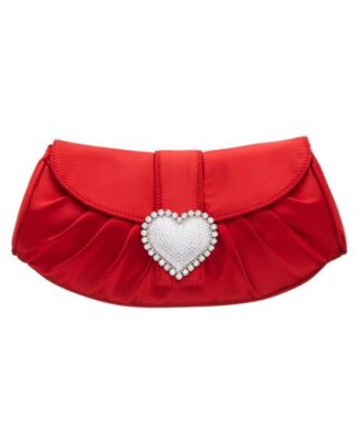 Crystal Heart Adorned Clutch Handbag