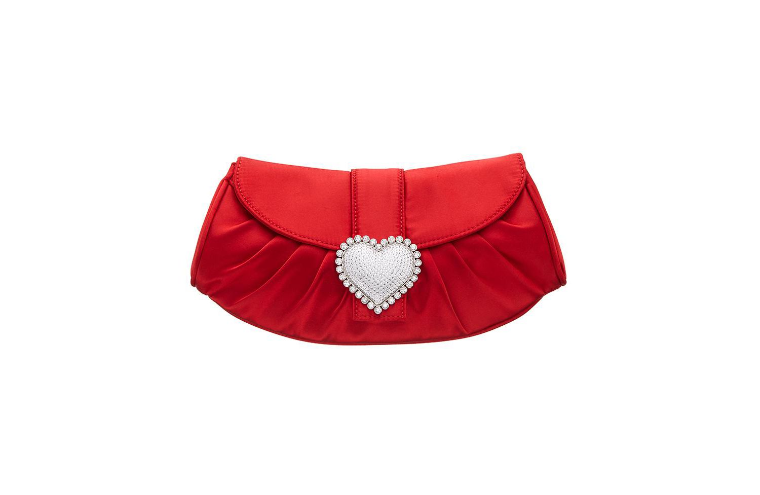 Crystal Heart Adorned Clutch Handbag