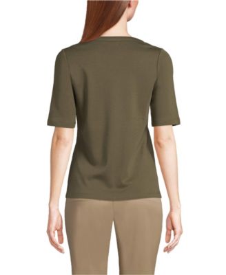 Women's Cotton Polyester Modern Half Sleeve Splitneck